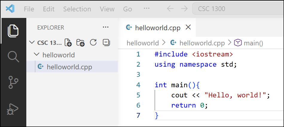 helloworld code