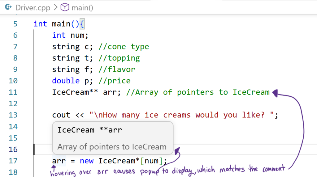 hover over comment