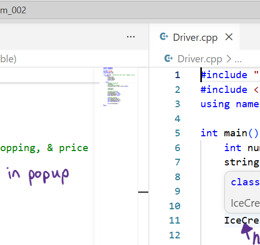 popup description for a class