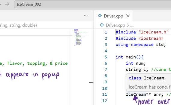 popup description for a class