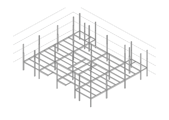 A structural model completed in Revit.